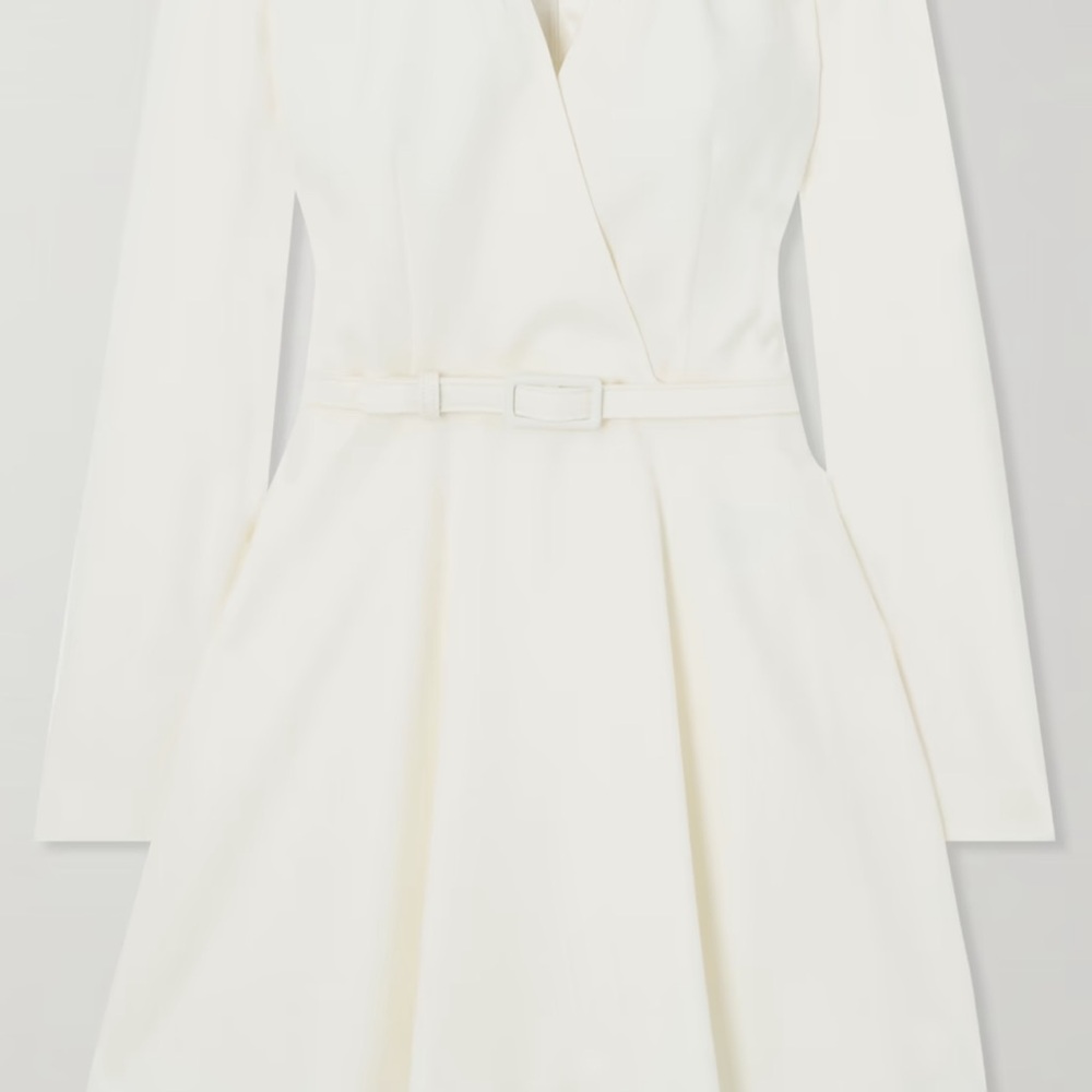 ALESSANDRA RICH
Belted Wool-crepe Mini Dress In White